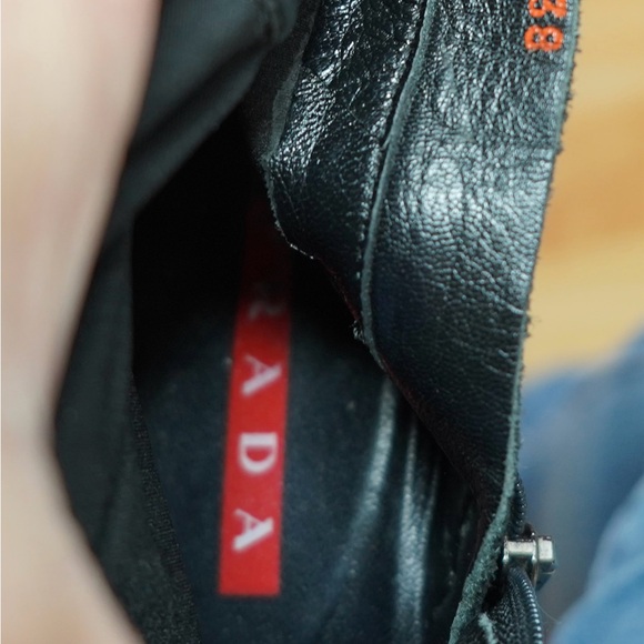 PRADA Italy Black Tessuto Fabric Ankle Booties Side Zip Logo Size 38 / 7.5 - Picture 10 of 10